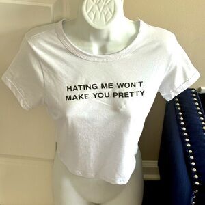 CUTE SEXY CROP LADIES T SHIRT!  STAND OUT WITH THIS GRAPHIC TEE!